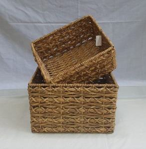 Panier de rangement artisanal en jacinthe d'eau, forme personnalisée avec poignées en option, fournisseur OEM ODM, organisateur de maison écologique - Product Image 3