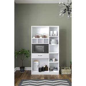 Mueble de Madera Blanco Multiusos de 6 Puertas y 1 Cajón para Cocina y Baño, Estante para Horno, Almacenamiento - Product Image 6