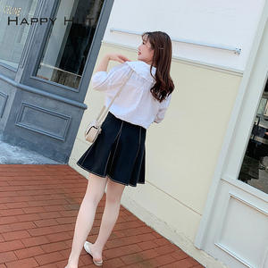 Jupe trapèze noire style coréen d'été, grande taille, taille normale, fermeture éclair, N6916 - Product Image 2