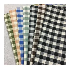 2022ที่ขายดีที่สุดขายส่งผ้าลินิน/ผ้าฝ้ายผสม Gingham ตรวจสอบเส้นด้ายโพลีเอสเตอร์ย้อมเบาะผ้าลินิน