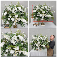 Arrangement floral artificiel de grandes roses DKB blanc, rose, rouge, bleu, vert sauge automnal, boule de fleurs pour centre de table de mariage