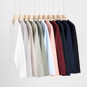 Camiseta de Manga Larga para Hombre, 230g, 100% Algodón, Blanca, Corte Holgado, Color Sólido, Anti-Pilling, Impresión Digital - Product Image 4