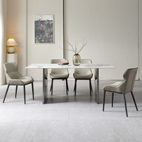 Ensemble de salle à manger rectangulaire moderne et minimaliste en pierre frittée brillante, mobilier de luxe italien pour petite salle à manger domestique