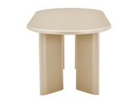 Table à manger ovale de luxe en MDF, design élégant, finition beige brillante, pieds incurvés, style crème, prix de gros