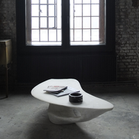 Table basse en marbre irrégulier bio Dream Home, sculpture creuse incurvée fluide, table de salon de luxe en pierre