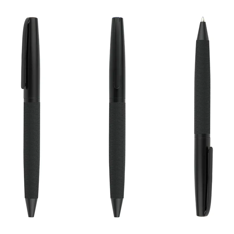 Promosyon için lüks deri roller kalem kişiselleştirilmiş büküm metal tükenmez kalem özel logolu kalem