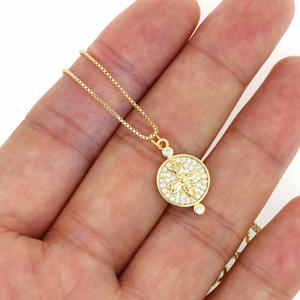 Collar con Colgante de Abeja y Estrella de la Suerte Estilo Vintage Chapado en Oro de 18K con Cadena de Latón con Circonitas Cúbicas para Fiestas, Regalo de Joyería - Product Image 2