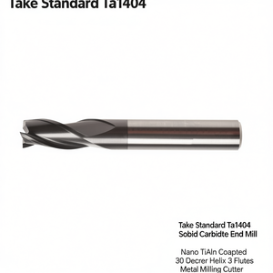 Fresa de metal de carburo sólido Ttake Standard Ta1404 con recubrimiento Nano TiAln, helicoidal de 30 grados y 3 filos - Product Image 2