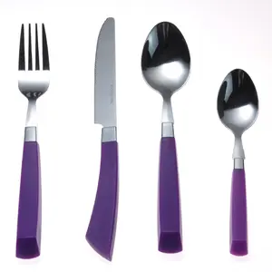 식기 벌크 골드 스테인레스 스틸 수저 세트 금 대리석 식기 세트와 lucite 클리어 flatware에 패싯 flatware