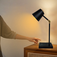 Lampu Meja Lipat Amerika yang Dapat Disesuaikan dengan Sentuhan Sederhana, Lampu Malam Cerdas dengan Cahaya Hangat untuk Penggunaan di Kamar Tidur di Samping Tempat Tidur.