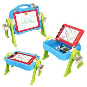 Papan gambar dua sisi magnetik multifungsi anak-anak, Kit pendidikan meja belajar meja dengan lampu musik - Product Image 2