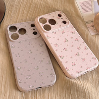 Coque de téléphone antichoc à pois floraux en TPU pour femmes, mignonne, protection anti-chute, rose et violet pour iPhone 17 16 15 14 13 12
