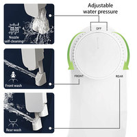 Accessoire de toilette intelligent non électrique OEM personnalisé en gros, ultra-mince, double buse, auto-nettoyant, lavage frontal et arrière