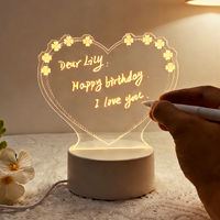 Veilleuse créative en acrylique avec bande LED 3D DIY, tableau de messages, intensité réglable, stylo multicolore inclus