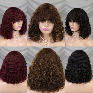 Perruque Bob sans colle à ondulations naturelles de 12 pouces, densité 200 %, en cheveux humains, prête à porter, avec frange, couleur Ombré Blond Miel pour femmes - Product Image 6