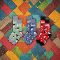 Chaussettes pour hommes respirantes en coton peigné, à motif de bandes dessinées amusantes et originales, colorées, avec semelle 3D, pour tenue décontractée ou habillée.