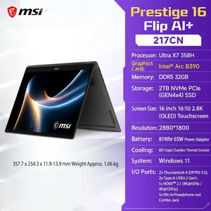 Ordinateur portable professionnel compact <span class=keywords><strong>MSI</strong></span> <span class=keywords><strong>Prestige</strong></span> 16 Flip 2026 AII+ UltraX7 358H 2.8K OLED tout-en-un avec écran tactile et écran rabattable - Product Image 2