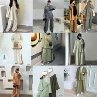 Nouvel Ensemble Coordonné en Maille Femme Musulmane, Jupe Hiver Coton, Abaya 2 Pièces Modeste Arabe Islamique avec Boutons, Abaya Simple Vente en Gros pour l'Aïd