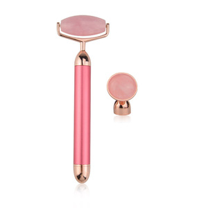 Amazon Chaud Électrique <span class=keywords><strong>Vibrant</strong></span> <span class=keywords><strong>Masseur</strong></span> Jade Rouleau 2 en 1 Rose Quartz Outils Faciaux - Product Image 5