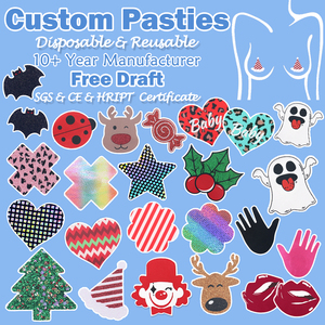 Pétalos Adhesivos para el Pecho con Múltiples Diseños, Sin Costuras, con Brillo Sexy, Estampado de Leopardo, Temática Navideña, Cubrepezones Personalizados para Mujer - Product Image 1