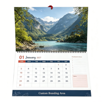 Calendrier mural en papier personnalisé OEM ODM avec logo, style écologique naturel, planificateur mensuel 2027 pour cadeaux d'entreprise