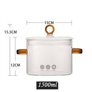 ストーブ用透明ガラスのシマーポットポプリ調理用鍋鍋カバー付き調理器具セット耐熱性Stovetopポットと蓋付きパン - Product Image 6