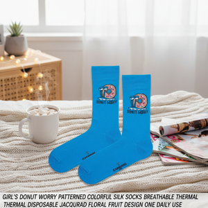 Calcetines de Seda para Niña con Estampado de Donuts, Coloridos, Transpirables, Térmicos, Desechables, con Diseño Floral y de Frutas, para Uso Diario - Product Image 3