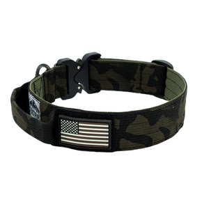 Collar de perro de nailon acolchado suave sólido táctico con mango de hebilla de 1,5 pulgadas ecológico personalizado entrenamiento caminar - Product Image 1