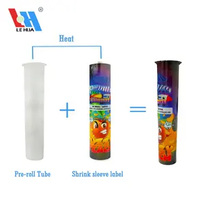 Tubos preenrollados de plástico de 116mm resistentes a los niños con etiquetas de manga termorretráctil personalizadas, envoltura de banda, impresión Digital para pequeñas cantidades