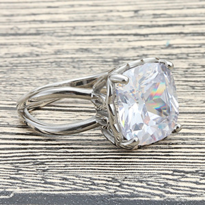 yunnique <b>Titanium</b> Steel Diamond <b>Ring</b> Prong Setting Women's Engagement <b>Ring</b> Size 27 - Product Image 3