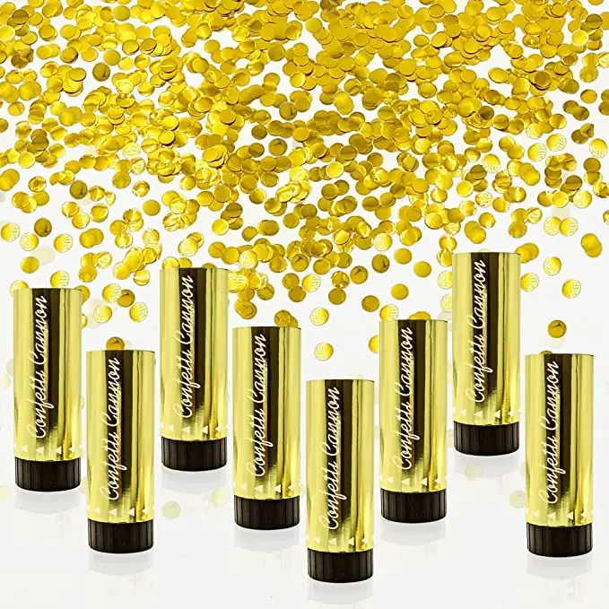 مدافع قصاصات صغيرة ذهبية للبيع بالجملة كديكور لحفلات الزفاف في رأس السنة للأطفال كديكور ومفاجآت