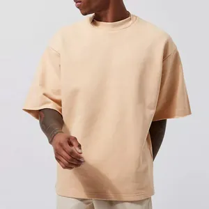 QIANSHI Blank Plain Cut and Sew T-Shirt Manufacturer Heavyweight Men's Clothing T-Shirt 100% Cotton Oversized T Shirt