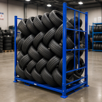 Système de rayonnage mobile écologique avec revêtement en poudre anti-corrosion, en acier robuste, empilable et pliable, pour le stockage des pneus de camion