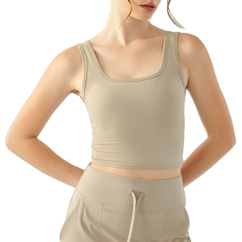 Stock Women's Lightweight Breathable Eco-Friendly Spandex/Cotton Seamless Four-Way Stretch Sweat-Wicking Quick-dry Tops Yoga Top