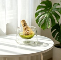Vente en gros de bols à matcha en verre transparent personnalisés, bols en verre borosilicate à double paroi