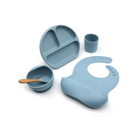 Ensemble d'alimentation manuel pour bébés et jeunes enfants, sans BPA, écologique, avec bavoir en silicone, bols à ventouse, assiette, cuillère, fourchette et ustensiles de repas