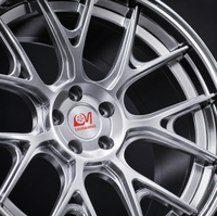 Nouvelle jante en alliage d'aluminium forgé à 14 rayons, design Y bicolore argent-noir, logo personnalisé, jante de voiture 16-22 pouces 5x114.3