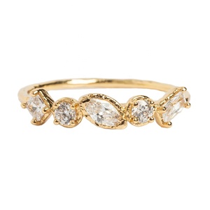 Gemnel Daily Wear 925 Silver Geometric Diamond Cluster Delicate Oval Moissanite <strong>Engagement</strong> <strong>Ring</strong> - Product Image 1