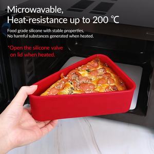 BPA Free di alta qualità infrangibile riutilizzabile in <span class=keywords><strong>Silicone</strong></span> platino scatola per il pranzo in <span class=keywords><strong>Silicone</strong></span> per uso alimentare contenitore per Pizza in <span class=keywords><strong>Silicone</strong></span> con coperchi - Product Image 4