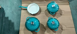 Men Gang Đồ Nấu Nướng 4 Mảnh Thiết Lập Hà Lan Lò Soong Nồi Với Nắp Nhà Bếp Nấu Ăn Nồi Thiết Lập Bền Không Dính - Product Image 3