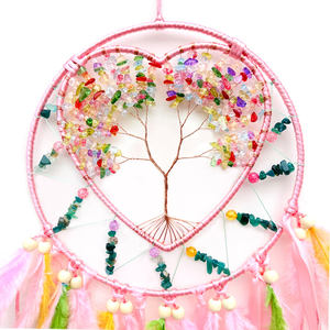 Haute qualité <span class=keywords><strong>pas</strong></span> <span class=keywords><strong>cher</strong></span> fait à la main coeur cristal pierre <span class=keywords><strong>attrape</strong></span>-rêves tenture murale ornement Boho décoration de la maison - Product Image 3