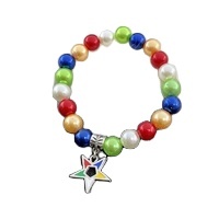 3 pezzi per un set di perline colorate stretch Sorority OES Order of the Eastern Star charm bracciale multistrato accessori per gioielli - Product Image 2