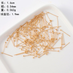 หมุดลูกปัดทองแดงชุบทอง 18K ขนาด 3.2 ซม. เส้นผ่านศูนย์กลาง 0.54 มม. ลูกบอลขนาด 1.9 มม. อุปกรณ์ทำเครื่องประดับสำหรับต่างหู DIY - Product Image 2
