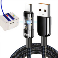 Kabel pengisi daya cepat, kabel pengisian daya USB tipe-c 240W 6A untuk kamera dan ponsel