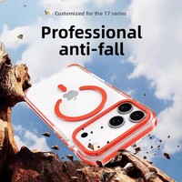 Coque Bicolore Compatible avec 17 Nouveaux Modèles – Étui de Téléphone Transparent Magnétique TPUPC Pressé à Chaud pour 16 – Style Pare-chocs PE Simple Anti-Chute