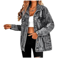 Chaqueta Vaquera Personalizada para Mujer, Estilo Urbano, Desgastada y Holgada