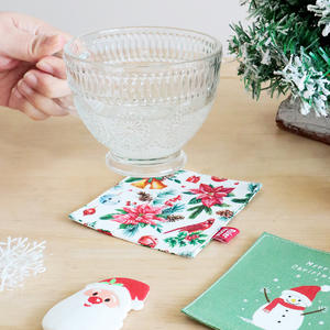 Posavasos cuadrado de tela con estampado navideño, doble capa, resistente al calor, para decoraciones navideñas - Product Image 2