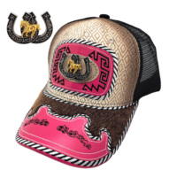 Gorra de Béisbol Unisex con Logo 3D de Metal Estilo Occidental, Gorra de Malla de Mezclilla y Lona Informal y Moderna para Pesca, Playa y Actividades al Aire Libre