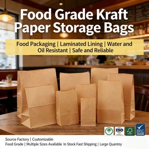 Sacs en papier kraft personnalisés pour emporter les aliments, sacs en papier écologiques pour emballages cadeaux, sacs en papier pour boulangerie - Product Image 6