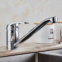 Robinet de cuisine monocommande monotrou en zinc Zamac chromé céramique, eau chaude et froide, pour le marché russe et roumain, économique